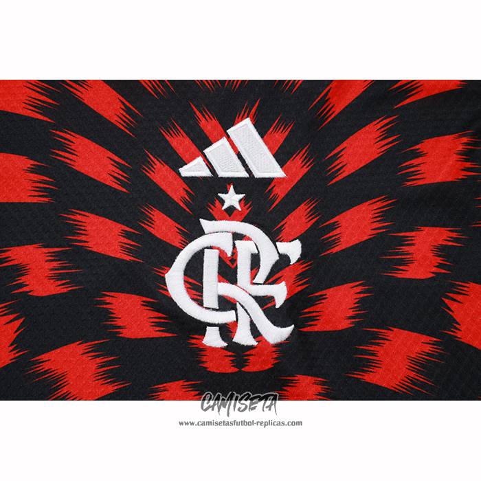 Chandal del Flamengo 2025-2026 Manga Corta Negro Rojo - Pantalon Corto